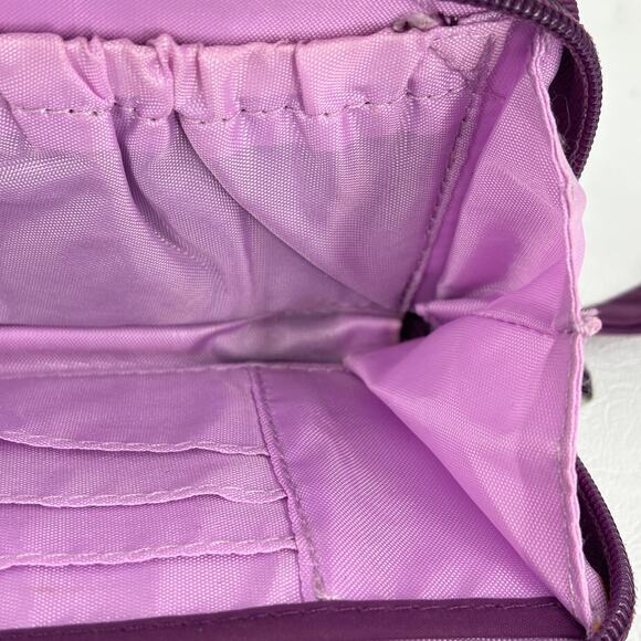Lug Wristlet Wallet Purple Quilted Nylon Zip Around Card Slots Pockets - Picture 9 of 12